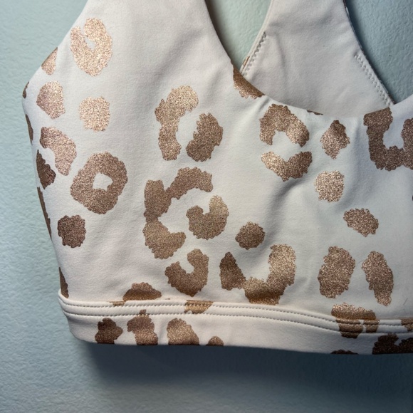 Spiritual Gangster Womens Racerback Sports Bra Peach Gold Animal Print NEW Small - Picture 4 of 13